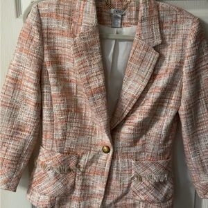 Cache Tweed Blazer in Orange and Cream
